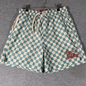 Shoe Palace Swim Shorts Mens Small Blue Check The Godfather Drawstring Trunks